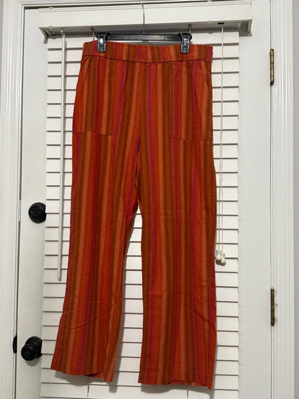 Toad&Co Wide Leg Pants in Orange and Red Stripes